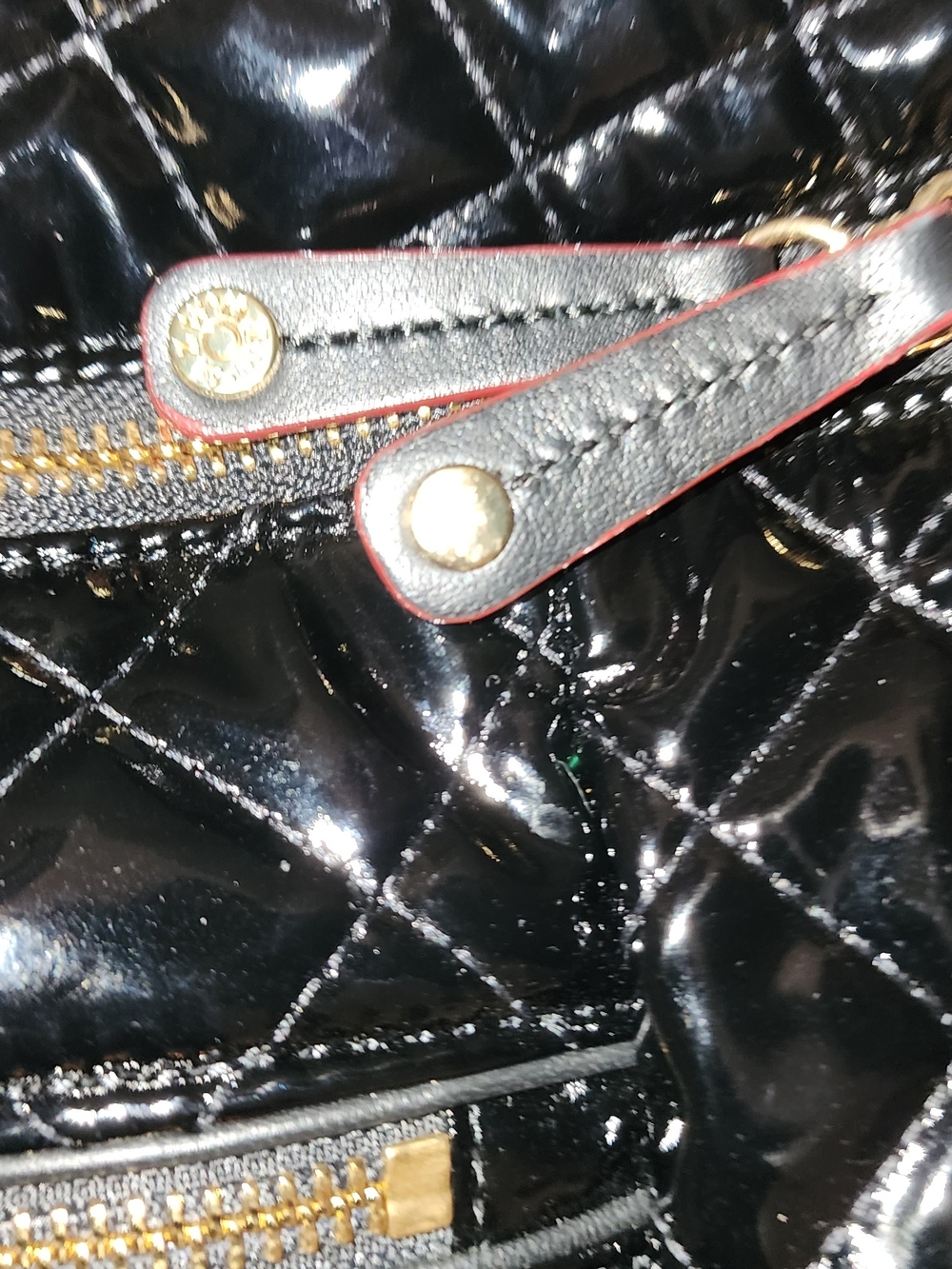 MZ Wallace Black Quilted Patent Crossbody Belt Bag with Gold Hardware - Picture 5 of 8